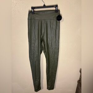 AERIE Green High-Waisted Faux Leather Leggings